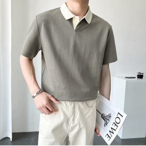 티셔츠 남성 모던 배색 카라 포인트 반팔티셔츠