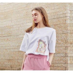 [크레송]크레송 화이트 여성 아트 프린트 티 블라우스 C2221BL07_WH