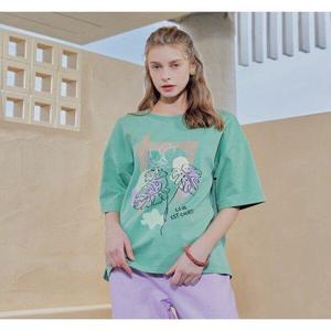 [크레송]크레송 민트그린 여성 아트 프린트 티 블라우스 C2221BL07_GR