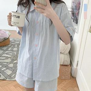 스콰즈 여성 스트라이프 코튼 잠옷세트 여름 파자마 SAS015