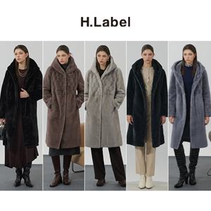 [런칭가 138,000원][H.Label] 25WINTER VEGAN FAUX 밍크 후드 롱 코트 1종