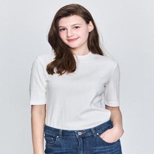 헤지스 여성 립조직 5부소매 티셔츠 아이보리  (HSTS5B224IV)