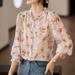 [블랙퀸] 플라워 시폰 블라우스 blk004454