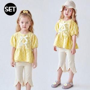 [월튼키즈]썸머팝콘리본블라우스+쁘띠리본트임레깅스