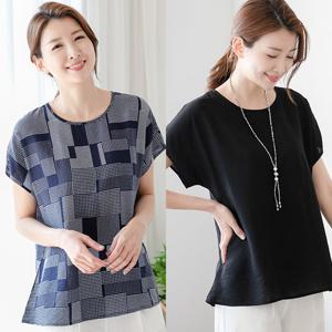 [우일인견] ★1+1★ 여름 인견 편한 엄마옷 가오리 블라우스