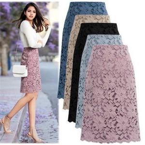 [깨비몰] 여성치마 자수 레이스 플라워 미디 스커트
