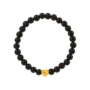 [한국금다이아몬드] 순금 볼 팔찌 24K 여자 금팔찌 오닉스 하트 1g