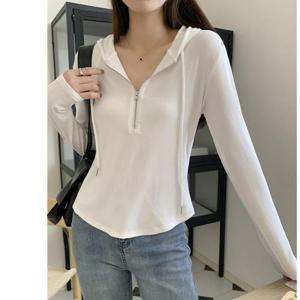 [오노마] ONM 봄 가을 편한 여성 캐주얼 반집업 긴팔 후드티셔츠