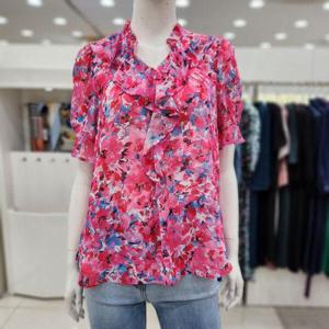 [조이너스]시스루 프릴 반팔 여름 쉬폰 여성 블라우스DU5WRB0230_US