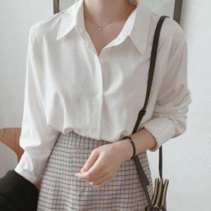 [셀러허브_여성트랜드패션]기본셔츠 긴팔 흰색 카라셔츠 흰블라우스