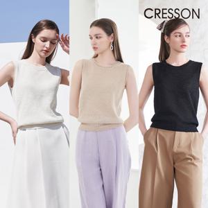 크레송 글리터 슬리브리스 니트탑 택1 C241B901A