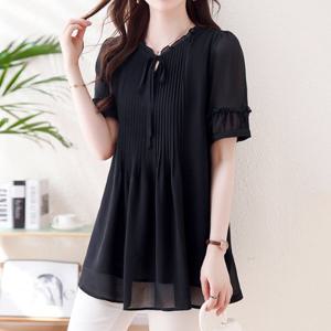 [몽벨리즈]로즈인쉬폰롱블라우스 mde2301995