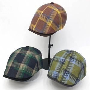 [나비드원]시원한 린넨 체크 헌팅캡 남녀 신사 중년 베레모 도루우찌 아빠 모자/MB-885