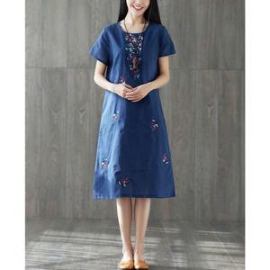 여름데일리룩 여성 여름 플라워 꽃무늬 자수 린넨 면마 원피스