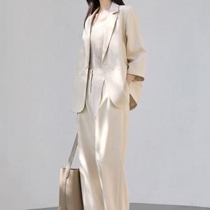 제로투올샵 / 세련된 여성 투피스 정장 세트 베이지 XL