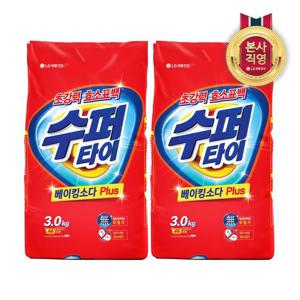 수퍼타이 찬물 전용 분말세제 세탁세제 일반드럼 겸용 리필 3kg x 2개