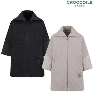 [크로커다일레이디]CLEWJK103 니트 배색 돌먼 소매 저지 코트