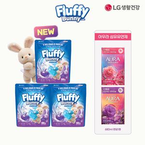 [플러피버니] 초고농축 캡슐세제 코튼향&화이트머스크향100입x3개+아우라섬유유연제680