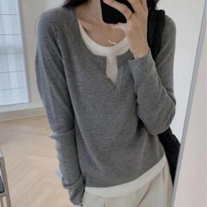 [슈썸][슈썸] 여성 슬릿 데일리 레이어드 긴팔 티셔츠 DHH-L22 (43263749)