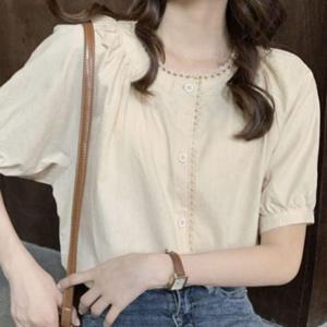 반팔 레이스 블라우스 여성 여자 여름 셔츠 WFIPR12