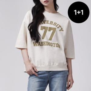 [홈앤단독-유니제이] (1+1)바니쉬 프린팅 루즈 반팔티