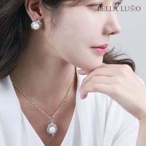 천연 진주 퀸 목걸이&귀걸이 셋트