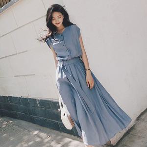 ★썸머베스트★[무드무드] 아일랜드 민소매 벨트 원피스