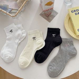 [루즈루나] 오리아 메쉬 시스루 골지 양말 봄 여름 무압박 발목 4켤레 세트