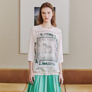 [마르조]컷트지프린트 티블라우스 크림