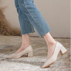 [제이시]제이시 민자구두 5cm 볼넓은 여성 통굽 펌프스 K212