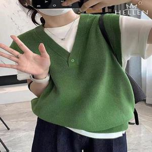 [헬렌]헬렌 캐주얼 브이넥 니트 베스트 조끼 플랫니트조끼 G