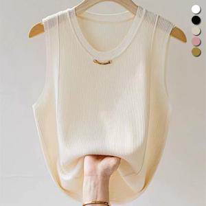 [유니제이] 핼파스 버클 골지 민소매 티셔츠