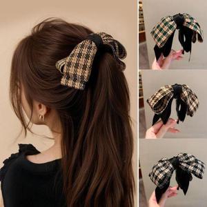 여성 체크 리본 포니테일 바나나핀 URK-378 WFF7D69