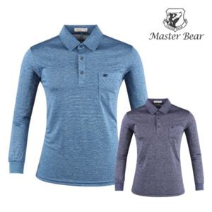 보스케 남성 봄 가을 골프웨어 스트라이프 긴팔 골프 티셔츠