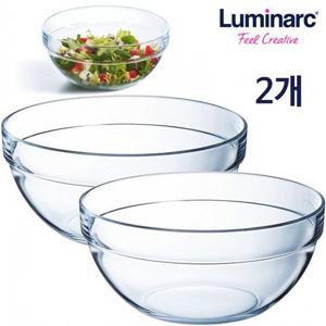 투명 유리볼 8호 2개 비빔밥 샐러드 빙수 국수 냉면그릇 다용도볼