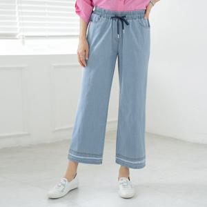 엄마옷 마담4060 여름팬츠홀리밴딩와이드데님-QPN2404095-