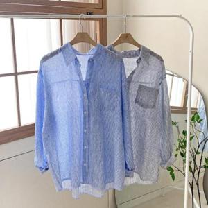 [다잇템]여자 하늘하늘 썸머 스트라이프 셔츠