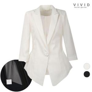 [비비드 시크릿가너]여성 여름 망사배색 프릴 자켓