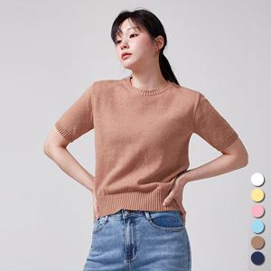 [유니제이] 캔디 라운드 반팔 니트