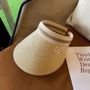 [라일리] Rly 골드리본 라탄썬캡 여성썬캡모자 바닷가 여행모자