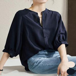 [위시드]차이나 카라 썸머 베이직 블라우스 (WIAABL218)