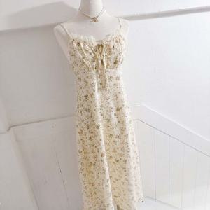 보블리에 / 프릴 레이스 플라워 뷔스티에 끈 원피스