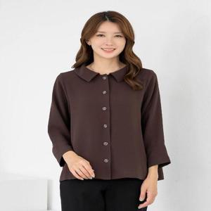 [모슬린]엄마옷 카라 오픈 무지 주름 블라우스 510FGH046 마담/중년여성/빅사이즈/50대/60대