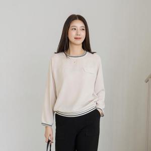 엄마옷 마담4060 배색시보리블라우스 -QBL2603055-