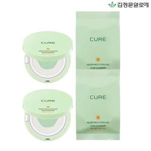 [10%적립] 김정문알로에 아쿠아 마일드 쿨링 선쿠션 본품2개+리필2개