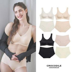 [크로커다일 이너웨어]에어로쿨 인견쉘론 V넥 심리스브라팬티 8종세트 CDW6M060710_T2