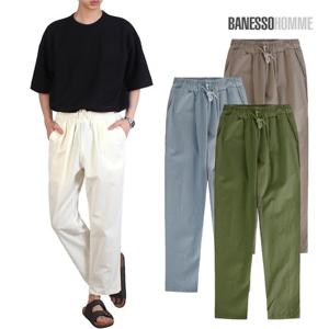 [필골드] 린넨 9부 와이드 밴딩 슬랙스 DB221