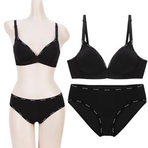 [제이투와이]블랙브라 스킨컬러 노와이어 브라팬티세트