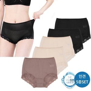 [우일인견] 빅사이즈 데일리 인견 레이스 팬티 5장세트