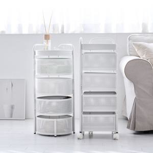 튼튼한 이동식 철제 4단선반 트롤리 (원형 또는 사각형 중 선택1)